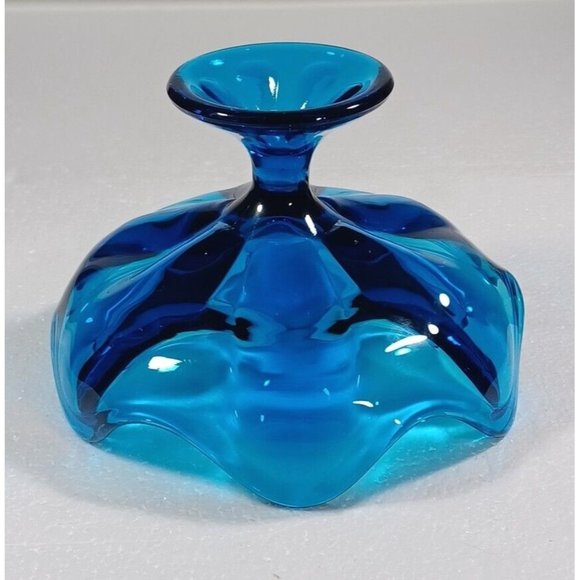 Vtg Mid-Century  Viking 6 Petal HTF Epic Electric Blue Glass Compote Dish MCM - Picture 9 of 9